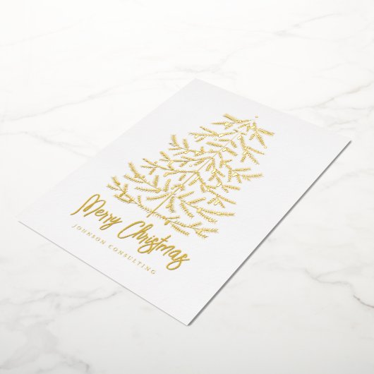 Vrolijk kerstfeest Moderne Eenvoudige kerstboom Folie Feestdagenkaart (Gedraaid)