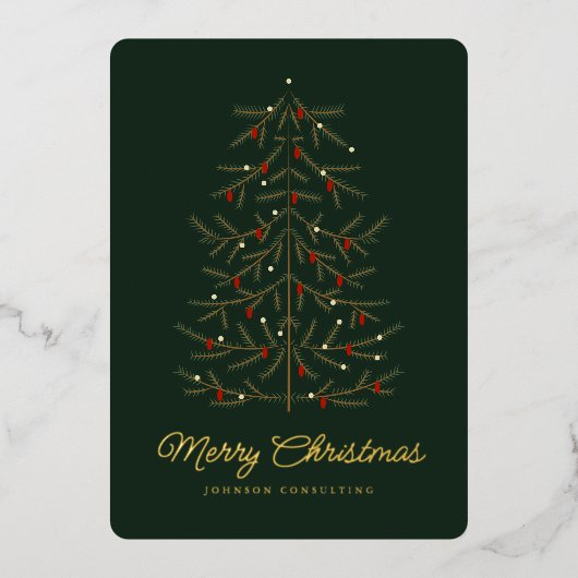 Vrolijk kerstfeest Moderne Eenvoudige kerstboom Folie Feestdagenkaart (Voorkant)