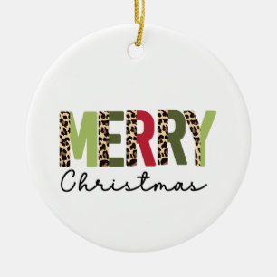 "Vrolijk kerstfeest" Moderne kleur geblokkeerd Lui Keramisch Ornament