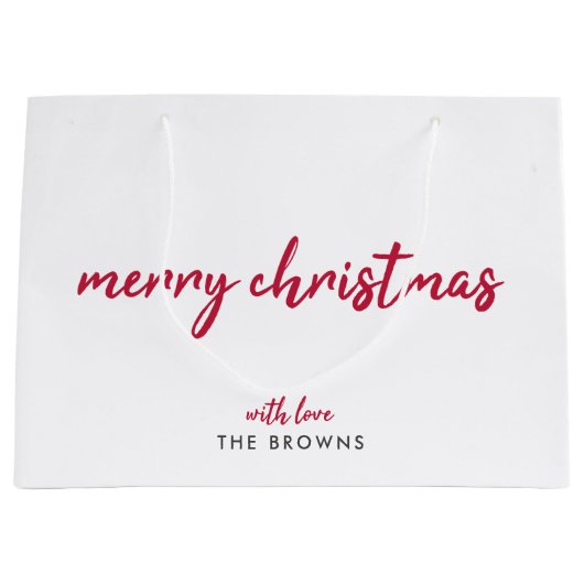 Vrolijk kerstfeest | Moderne, minimale rode typogr Groot Cadeauzakje (Voorkant)