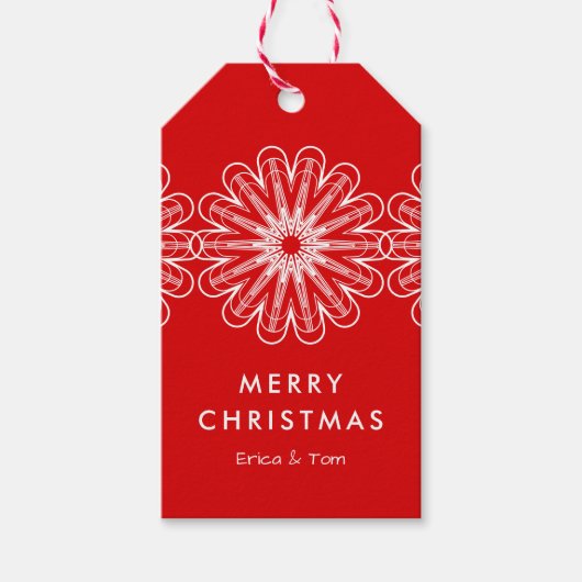 Vrolijk kerstfeest moderne minimalistische bloemen cadeaulabel (Voorkant)