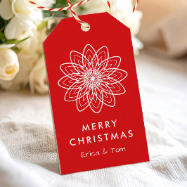 Vrolijk kerstfeest moderne minimalistische bloemen cadeaulabel