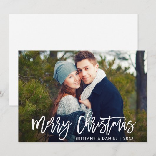 Vrolijk kerstfeest Moderne penseelfoto-kaart Kaart (Voorkant / Achterkant)