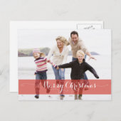 VROLIJK KERSTFEEST MODERNE RODE VAKANTIE FOTOKAART FEESTDAGENKAART (Voorkant / Achterkant)