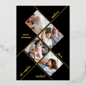 Vrolijk kerstfeest | Moderne vier fotocollage Folie Feestdagenkaart (Voorkant)