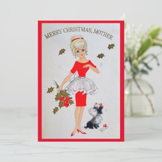 Vrolijk Kerstfeest Moeder Vakantie Kaart (Staand voorkant)