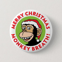 Vrolijk kerstfeest Monkey Breath Ronde Button 5,7 Cm