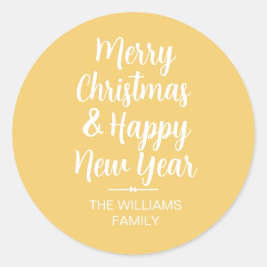 Vrolijk kerstfeest, mooi nieuwjaar envelop ronde sticker (Voorkant)