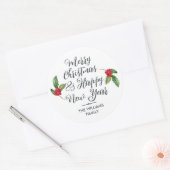 Vrolijk kerstfeest, mooi nieuwjaar envelop ronde sticker (Envelop)