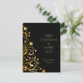 Vrolijk kerstfeest, mooi nieuwjaar gouden sterren feestdagenkaart (Staand voorkant)