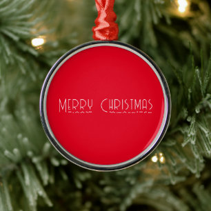 Vrolijk Kerstfeest & Morse Code Rood Wit Vakantie Metalen Ornament