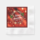 Vrolijk kerstfeest, mousserend rood en goudvormig servet (Voorkant)