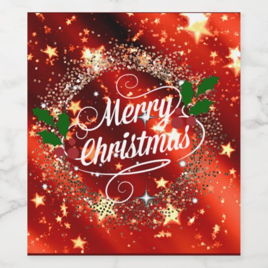 Vrolijk kerstfeest, mousserend rood wijn etiket (Enkel label)