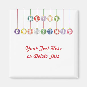Vrolijk kerstfeest Multicolored Glass Ball Ornamen Magneet