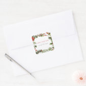 Vrolijk kerstfeest Naam Berries Greenery Vierkante Sticker (Envelop)