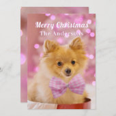 Vrolijk Kerstfeest & Naam, Schattigee Hond of Uw F Kaart (Voorkant / Achterkant)