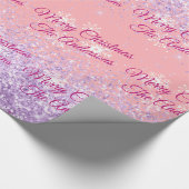 Vrolijk kerstfeest, namen, fuchsia script, glitter cadeaupapier (Hoek)