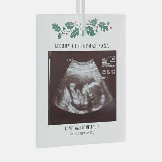 Vrolijk kerstfeest Nana Zwangerschap Ultrasound Fo Glas Ornament (Voorkant Rechts)