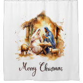 Vrolijk kerstfeest Nativiteit Douchegordijn (Voorkant)