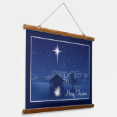 Vrolijk kerstfeest Nativiteit Hangend Wandkleed (Gebogen)