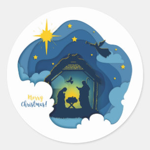 Vrolijk kerstfeest Nativiteit Ronde Sticker