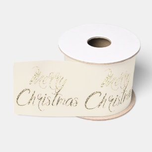 Vrolijk kerstfeest Neutrale Ivory Pastel Sepia Gol Grosgrain Lint