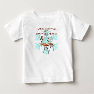 Vrolijk kerstfeest, nieuw jaar Baby Shirt Flamingo