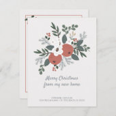 Vrolijk kerstfeest Nieuw startpunt Floral Folk Art Aankondiging (Voorkant / Achterkant)