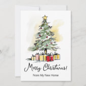 Vrolijk Kerstfeest Nieuwe Home Moderne Kerstboom Aankondiging (Voorkant)