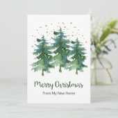 Vrolijk Kerstfeest Nieuwe Home Pine Trees Aankondiging (Staand voorkant)