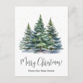 Vrolijk Kerstfeest Nieuwe Home Pine Trees Aankondigingskaart (Voorkant)