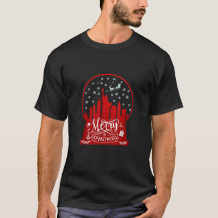 Vrolijk kerstfeest nieuwe york skyline op sneeuw w t-shirt