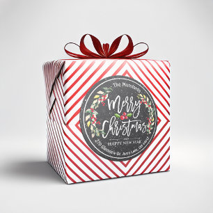 Vrolijk kerstfeest Nieuwjaar Floral Red Berry Ronde Sticker