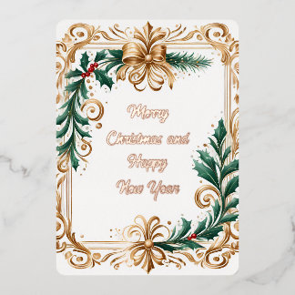 Vrolijk Kerstfeest + Nieuwjaar Folie Feestdagenkaart