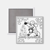 Vrolijk kerstfeest Nieuwjaar Symbool Mouse Cartoon Magneet (Voorkant / Achterkant)