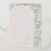 Vrolijk kerstfeest, nieuwjaar wintergroen folie feestdagenkaart (Voorkant)