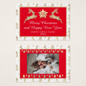 Vrolijk kerstfeest, nieuwjaarsnaam rood Lijst Gold Visitekaartje (Voorkant /achterkant)