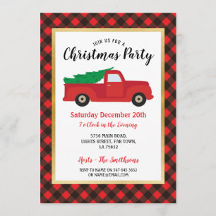 Vrolijk Kerstfeest Nodig Feestdagen Tree Truck Red Kaart
