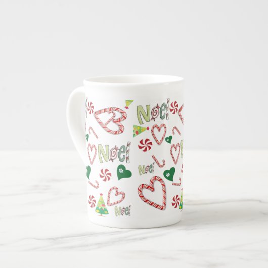 Vrolijk kerstfeest, Noel Bone China Mok (Voorkant links)