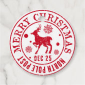 Vrolijk Kerstfeest Noordpool Post Stamp Bedankjes Labels (Voorkant)