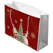 Vrolijk kerstfeest Notenkraker Deep Red Groot Cadeauzakje (Achterkant Gekanteld)