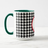 Vrolijk Kerstfeest of Naam op Houndstooth 15oz Mok (Links)