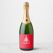 Vrolijk kerstfeest om te personaliseren sparkling wijnetiket (Voorkant)