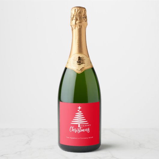 Vrolijk kerstfeest om te personaliseren sparkling wijnetiket (Voorkant)