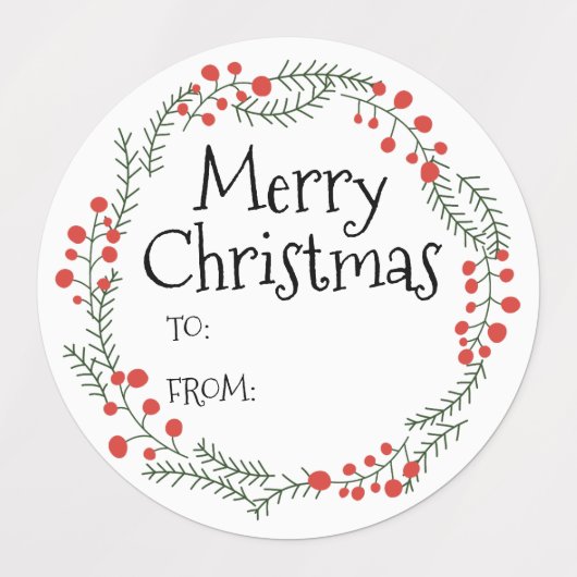 Vrolijk kerstfeest om van rustieke krans lijst sch labels (Design 2)