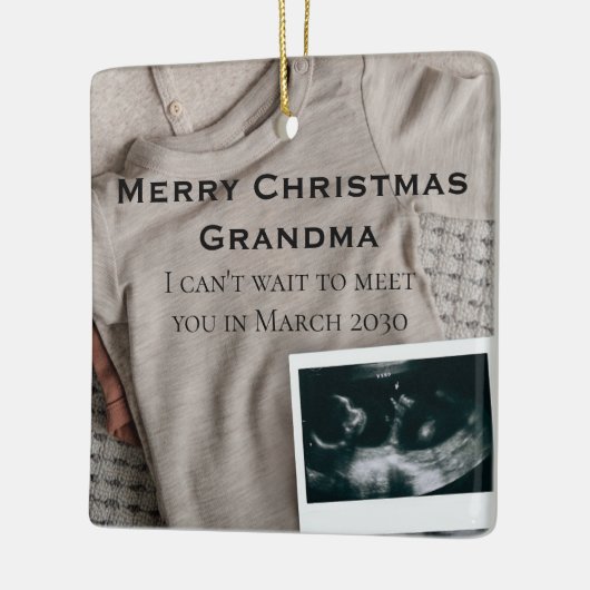 Vrolijk Kerstfeest Oma Boy Zwangerschapsaankondigi Keramisch Ornament (Links)