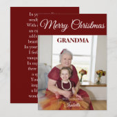 Vrolijk Kerstfeest Oma Fotogedicht Feestdagenkaart (Voorkant / Achterkant)