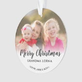 Vrolijk Kerstfeest Oma Grootouder Naam Foto Ornament (voorkant)