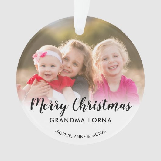 Vrolijk Kerstfeest Oma Grootouder Naam Foto Ornament (voorkant)