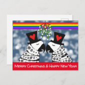 Vrolijk kerstfeest onder de mistletoe briefkaart (Voorkant / Achterkant)